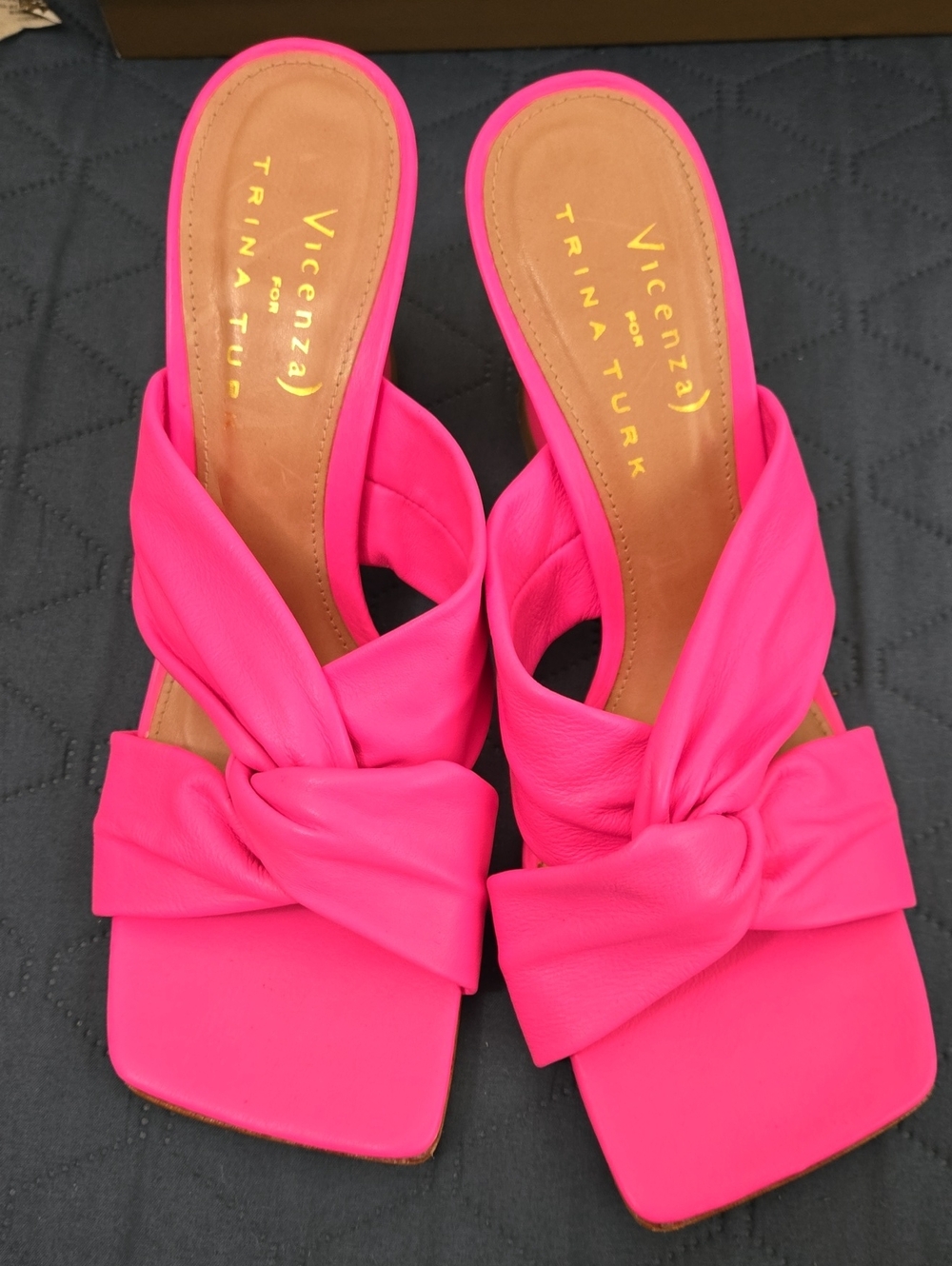 Hot Pink Knot-Front Slide Mules